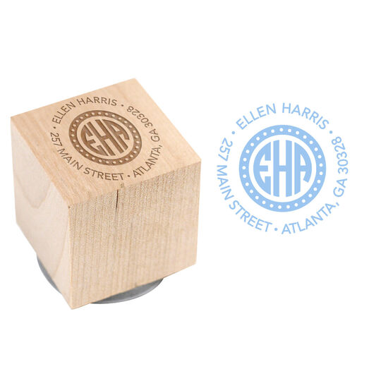 Circle Monogram Wood Block Rubber Stamp